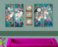 Colorful Dots Oil Painting 7 Panel Abstract Handmade Multi Panel Canvas Oil Painting Wall Art Set For Room Wall Decor