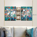 Colorful Dots Oil Painting 7 Panel Abstract Handmade Split Panel Painting Wall Art Set For Room Wall Tracery