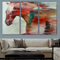 Colorific Horse Animal Acrylic Modern Handmade 3 Piece Split Panel Canvas Wall Art Set for Wall Decor