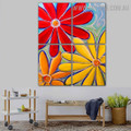 Colorific Blossoms Floral Artist Handmade 4 Piece Multi Panel Wall Art Painting Set for Room Equipment