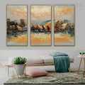 Opera House II City Knife Handmade 3 Piece Split Canvas Painting Wall Art Set for Room Outfit