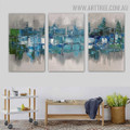 Quadrangular Abstract Knife Handmade 3 Piece Split Wall Painting Set for Room Wall Hanging