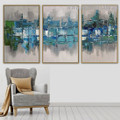 Quadrangular Abstract Knife Handmade 3 Piece Split Wall Painting Set for Room Wall Getup