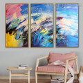Blob Effect Abstract Knife Artist Handmade 3 Piece Multi Panel Oil Painting Set for Room Wall Getup