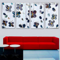 Chequered Butterflies Animal Insect Handmade 4 Piece Split Panel Painting Wall Art Set for Room Wall Garnish