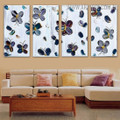 Chequered Butterflies Animal Insect Handmade 4 Piece Split Canvas Painting Wall Art Set for Room Wall Flourish