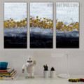 Gilt Smirches Abstract Modern Handmade 3 Piece Split Panel Canvas Wall Art for Room Wall Getup