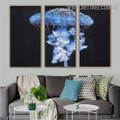 Glossy Jellyfish Water Animal Heavy Texture Artist Handmade 3 Piece Multi Panel Oil Painting Wall Art Set for Wall Trimming