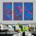 Fusion Design Abstract Acrylic Texture Artist Handmade 3 Piece Split Complementary Painting Wall Art Set For Room Finery