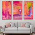 Admixture Color Abstract Acrylic Heavy Texture Artist Handmade 3 Piece Split Oil Painting Set For Room Decoration