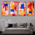 Immixture Dye Abstract Acrylic Heavy Texture Artist Handmade 4 Piece Multi Panel Wall Art Painting Set For Room Outfit