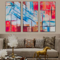 Cross Lines Abstract Acrylic Heavy Texture Handmade 3 Piece Multi Panel Oil Painting Wall Art Set for Room Decoration