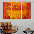 Warm Texture Abstract Handmade Acrylic 3 Piece Split Wall Painting Set For Room Wall Ornament