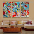 Colorific Flecks Abstract Heavy Texture Acrylic Handmade 3 Piece Multi Panel Oil Painting Wall Art Set For Room Wall Décoration