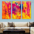 Combine Color Abstract Contemporary Texture Artist Handmade 3 Piece Split Wall Painting Set For Room Trimming