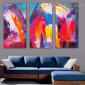 Colorific Blurs Abstract Artist Heavy Texture Handmade 3 Piece Multi Panel Wall Art Painting Set For Room Decor