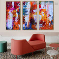 Combined Pigment Color Abstract Heavy Texture Handmade 3 Piece Split Complementary Painting Set For Room Décor