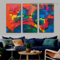 Calico Streaks Abstract Modern Heavy Texture Handmade 3 Piece Split Oil Painting Wall Art Set For Room Decor