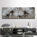 White Poppy Buds Retro Acrylic Handmade Heavy Texture 2 Piece  Split Canvas Painting Wall Art Set For Room Onlay