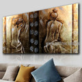 Naked Lady Backside Figure Vintage Handmade 2 Piece Multi Panel Oil Painting Wall Art Set for Room Outfit