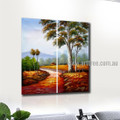 Pathway Nature Texture Handmade 2 Piece Multi Panel Wall Painting Set For Room Assortment