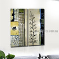 Leaves Branch Abstract Vintage Handmade 2 Piece Multi Panel Canvas Painting Wall Art Set For Room Wall Décor