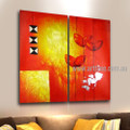 Triangular Square Abstract Artist Handmade 2 Piece Split Panel Painting Wall Art Set For Room Getup