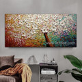 Flowers Arbor Botanical Handmade Artist Modern Acrylic Abstract Palette Knife Floral Paintings for Room Outfit
