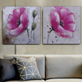 Poppies with Gussets Abstract Floral Heavy Texture Artist Handmade 2 Piece Flower Wall Art Set for Room Tracery