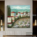 White Buildings Modern Artist Handmade Acrylic Beautiful Scenery Painting On Canvas For Room Wall Assortment