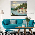 Underwater City Artist Handmade Modern Acrylic Nature Painting On Canvas For Room Wall Drape