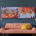 Sinuate Streaks Panoramic Modern Geometric Impasto Artist Handmade Framed Abstract Art Painting For Room Wall Assortment