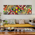 Convoluted Contemporary Panoramic Artist Handmade Impasto Stretched Abstract Art For Room Wall Décor