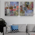 Chromatic Sinuate Abstract Contemporary Artist Handmade 2 Piece Multi Panel Canvas Oil Painting Wall Art Set For Room Wall Onlay