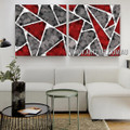 Triangular Design Abstract Modern Artist Handmade 2 Piece Multi Panel Canvas Oil Painting Wall Art Set For Room Wall Tracery