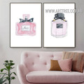 Miss Perfume Bow Abstract Watercolor 2 Piece Minimalist Painting Picture Canvas Print for Room Wall Embellishment