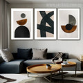 Curved Contour Circles Abstract Photograph Canvas Print 3 Piece Geometrical Pattern Retro Wall Painting for Room Finery