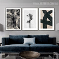 Bold Stroke Spots Abstract 3 Piece Geometrical Vintage Wall Art Painting Photograph Canvas Print for Room Decor