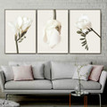 Daffodil Leaflet Flowers Abstract Floral Painting Photograph 3 Piece Vintage Canvas Print for Room Wall Moulding