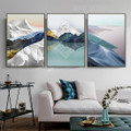 Ocean Mount Snow Modern Painting Photograph 3 Piece Abstract Naturescape Canvas Print For Room Wall Illumination