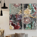 Coloured Splodges Abstract Modern Artist Handmade Heavy Texture 2 Piece Split Canvas Paintings Wall Art Set For Room Moulding