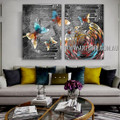 Varicolored Butterflies Abstract Modern Artist Handmade Heavy Texture 2 Piece Split Oil Paintings Wall Art Set For Room Garniture