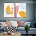 Blur Sphere Circle 2 Piece Watercolor Geometrical Wall Art Abstract Pic Canvas Print for Room Onlay