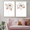 Peony Blossom 2 Piece Scandinavian Painting Photograph Abstract Floral Canvas Print for Room Wall Getup