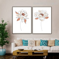 Peony Blossom Leaves Abstract Floral Photo 2 Piece Scandinavian Canvas Print Wall Art for Room Garnish