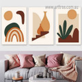Rainbow Sun Abstract Scandinavian Landscape Art Stretched Framed Painting Picture  3 Piece Wall Art Canvas Prints For Room Decor