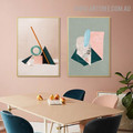 Triangles Ring Circle 2 Panel Abstract Modern Geometrical Painting Image Canvas Print for Room Wall Drape