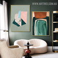 Colorific Slurs Triangle 2 Panel Abstract Modern Geometrical Painting Image Canvas Print for Room Wall Adornment