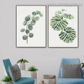 Monstera Leafage Nordic Image 2 Panel Floral Modern Art Canvas Print for Room Wall Drape