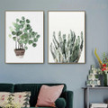 Eucalyptus Leaf Nordic Image 2 Panel Floral Modern Wall Art Canvas Print for Room Garniture